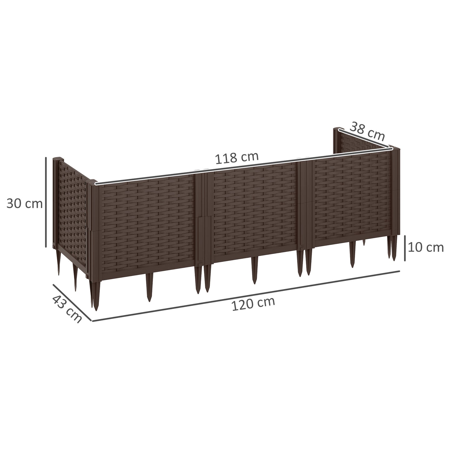 Plastic Planter Box Kit, Modular Raised Bed for Flowers, Herbs
