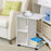 C-Shape End Table Unique Storage Unit w/ 2 Shelves 4 Wheels Freestanding Home Office Furniture Cabinet Square Studio White