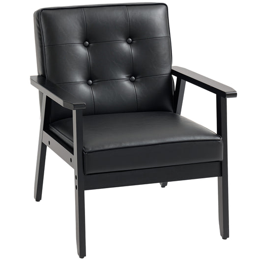 Accent Chair PU Leather Armchair with Armrests for Living Room Black