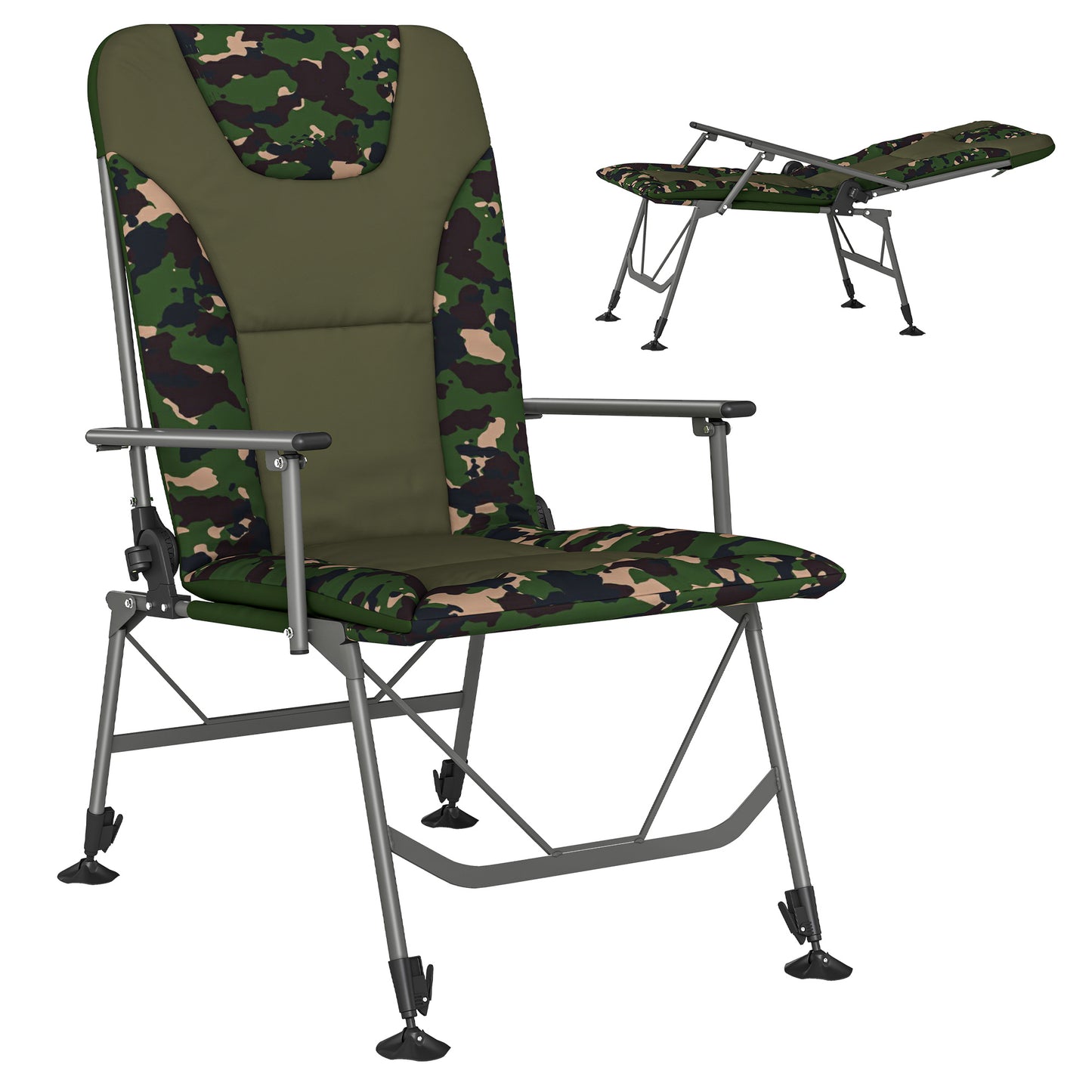 Camping Chair Reclining Padded for Adults Camouflage