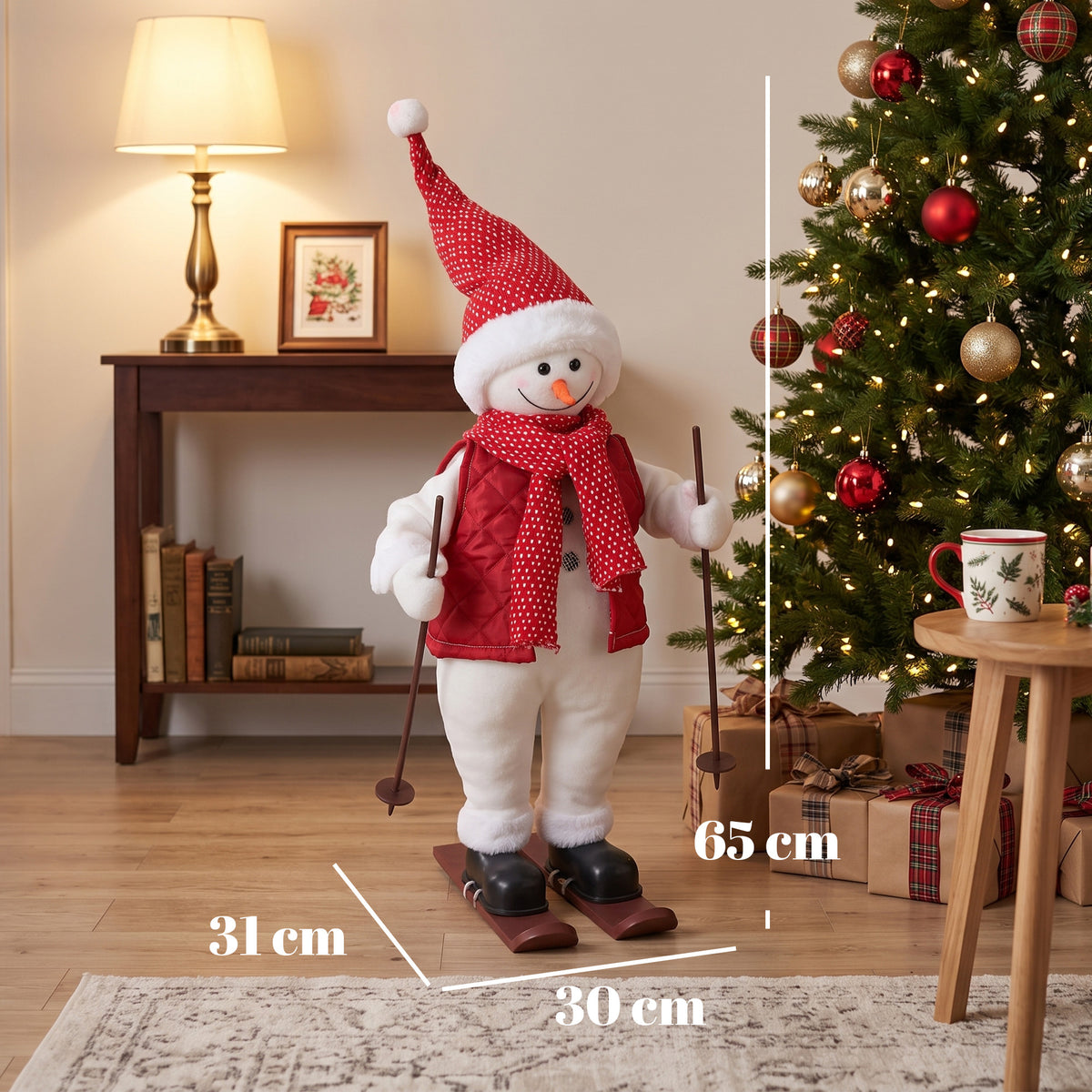 2ft Christmas Singing Skiing Santa Claus with Ski Board and Poles