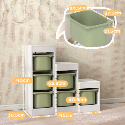 Kids Toy Storage Unit with Removable Bins, for 3-8 Years, Green