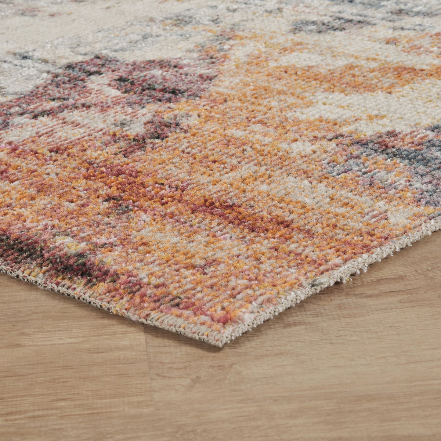 Aress Washable Modern Living Room Area Rug - Low Pile Abstract Design