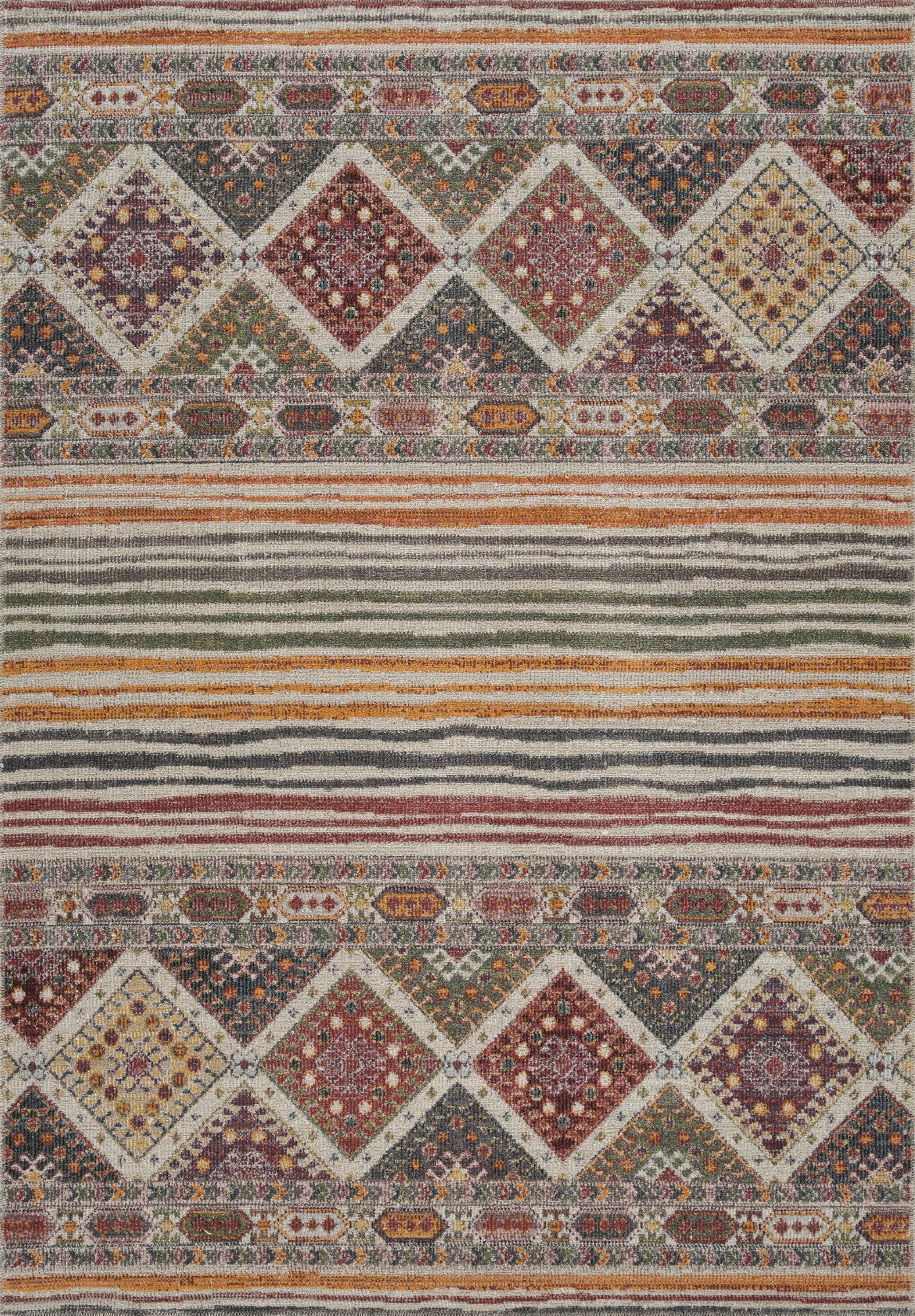 Aress Washable Traditional Living Room Area Rug -Low Pile Aztec Design