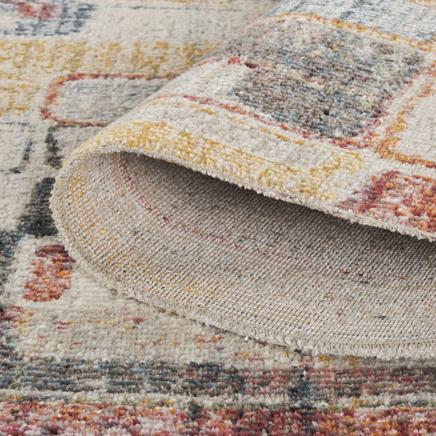Aress Washable Modern Living Room Area Rug - Low Pile Geometric Design