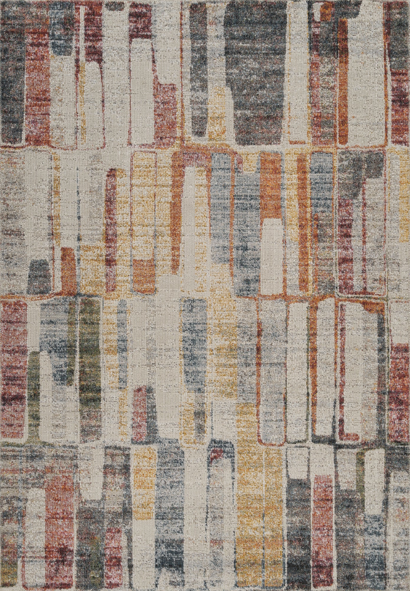 Aress Washable Modern Living Room Area Rug - Low Pile Geometric Design