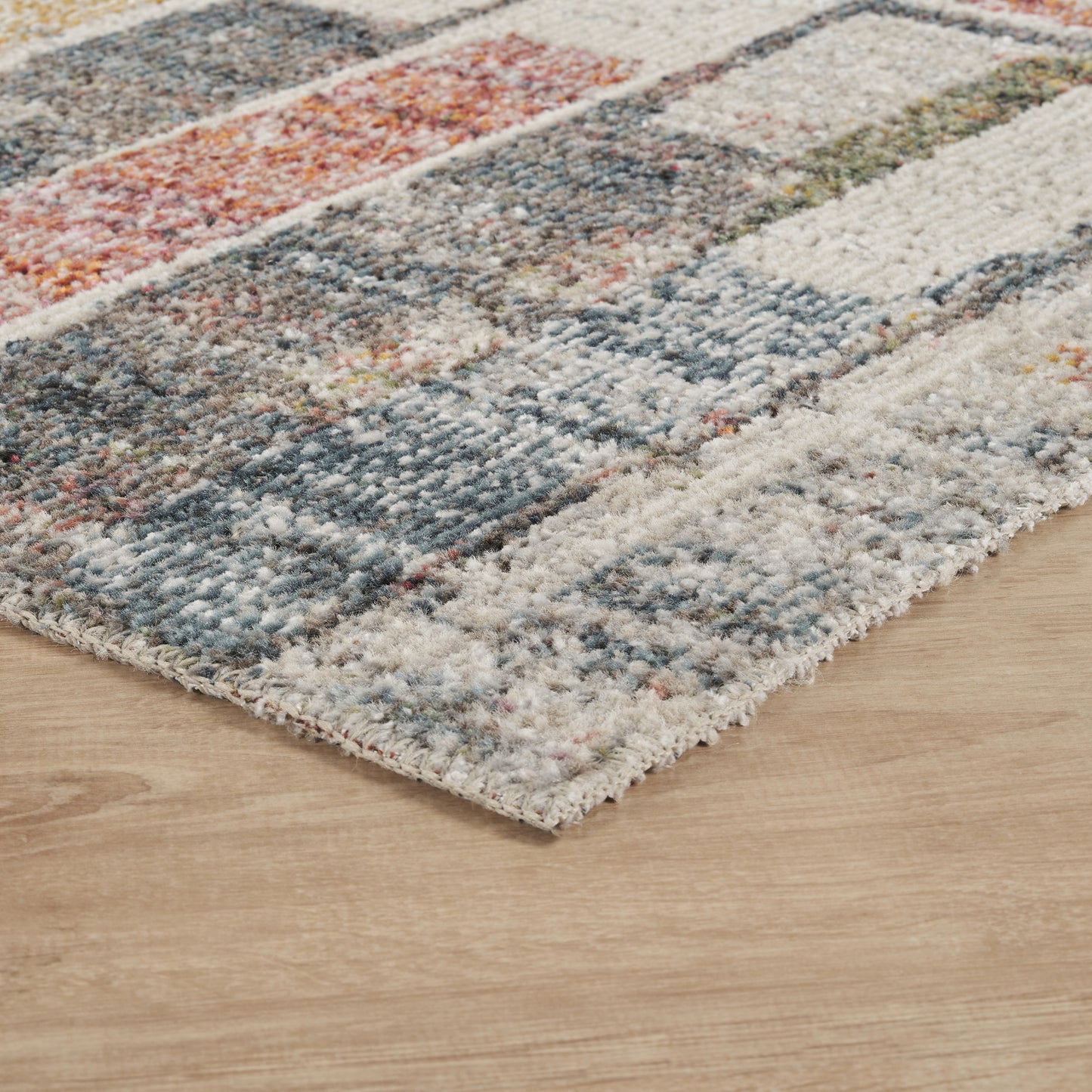 Aress Washable Modern Living Room Area Rug - Low Pile Geometric Design