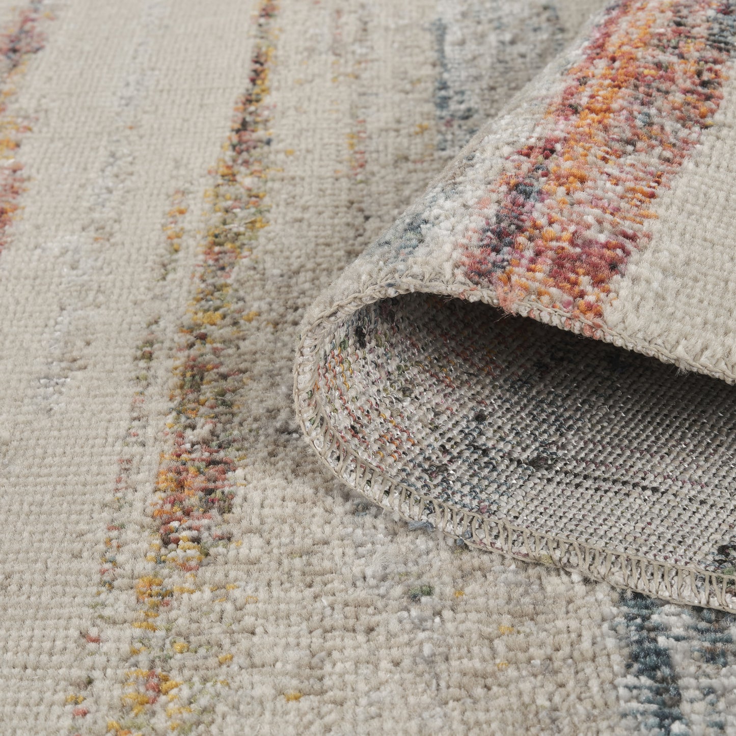 Aress Washable Modern Living Room Area Rug - Low Pile Line Design