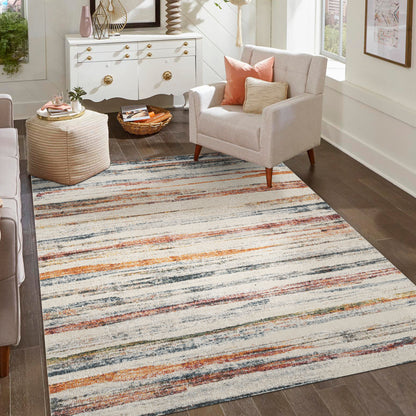 Aress Washable Modern Living Room Area Rug - Low Pile Line Design