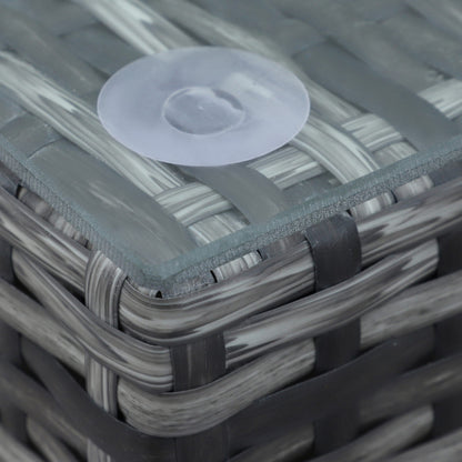 Warehouse Clearance: 8 Pieces PE Rattan Corner Sofa Set Garden Furniture Set Patio Wicker Sofa Seater w/ Cushion Washable Cushion Cover Tempered Glass Table Mixed Grey