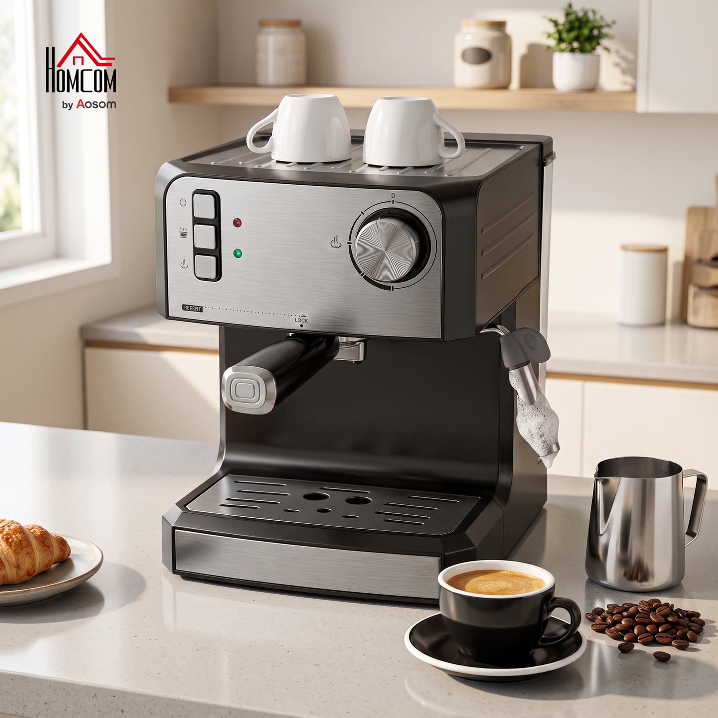 Espresso Machine, 20-Bar, 1.6 L Tank, Black
