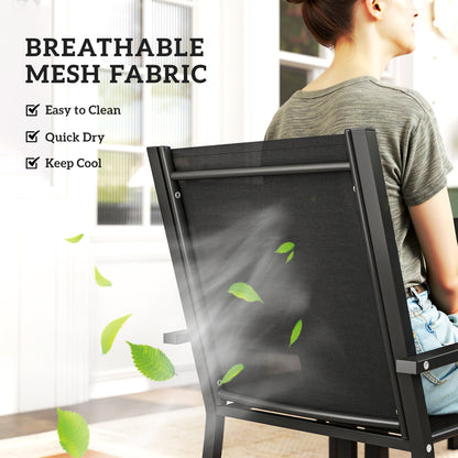 Garden Dining Set for 6, Outdoor Dining Table and Chairs, Black