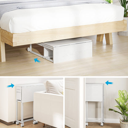 63 cm Foldable Computer Desk on Wheels for Small Spaces White