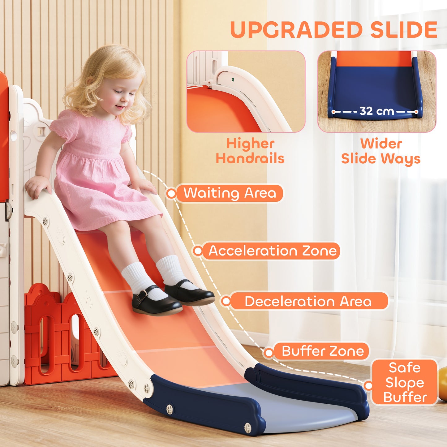 7 in 1 Toddler Slide Set, Frog Theme Playset with Basketball Hoop