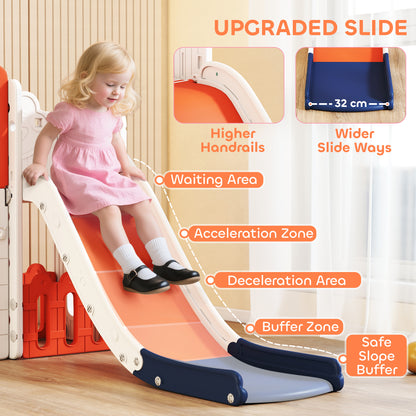 7 in 1 Toddler Slide Set, Frog Theme Playset with Basketball Hoop