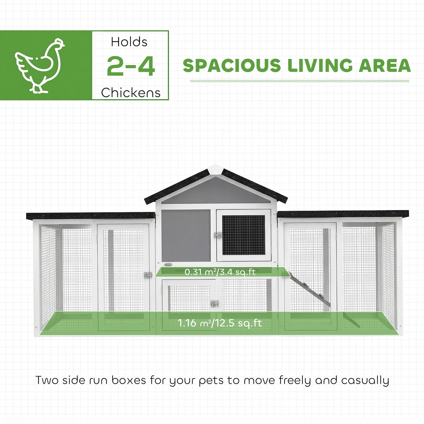 Wooden Chicken Coop Hen House with Nesting Box Run
