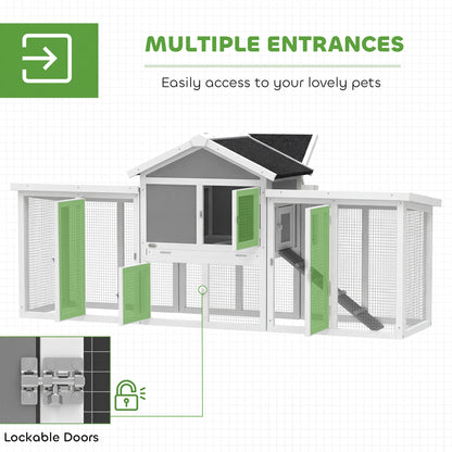 Wooden Chicken Coop Hen House with Nesting Box Run