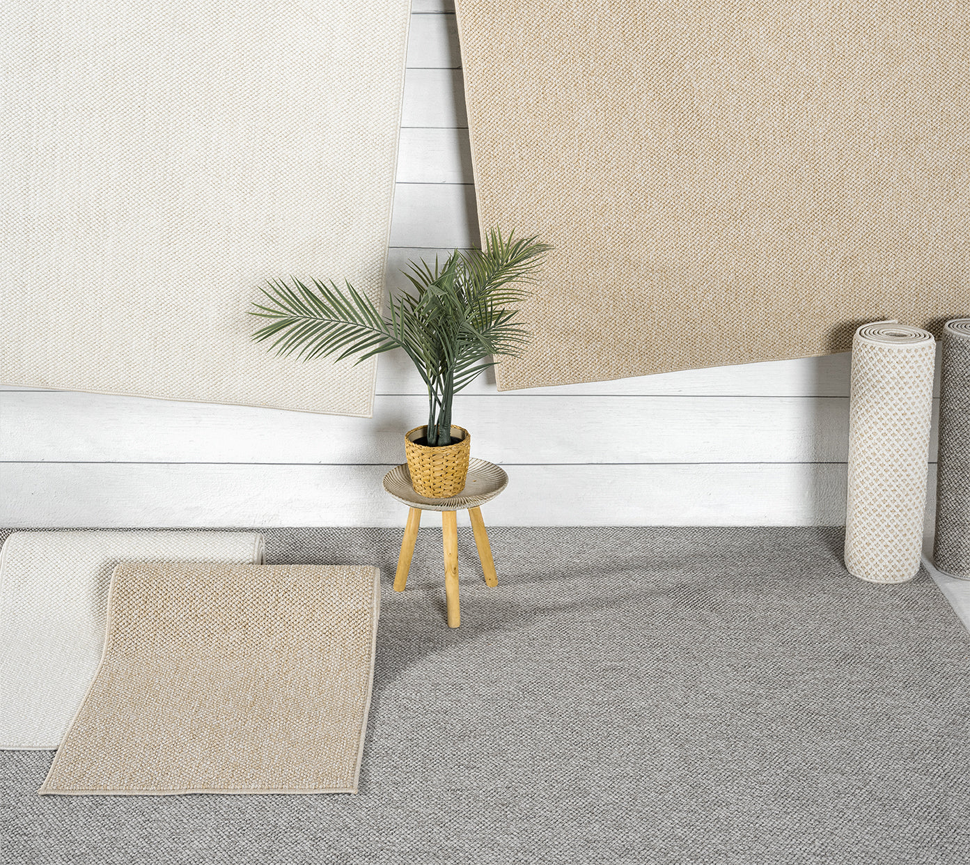 Avior Washable Plain Living Room Area Rug - Loop Pile Pebble Design