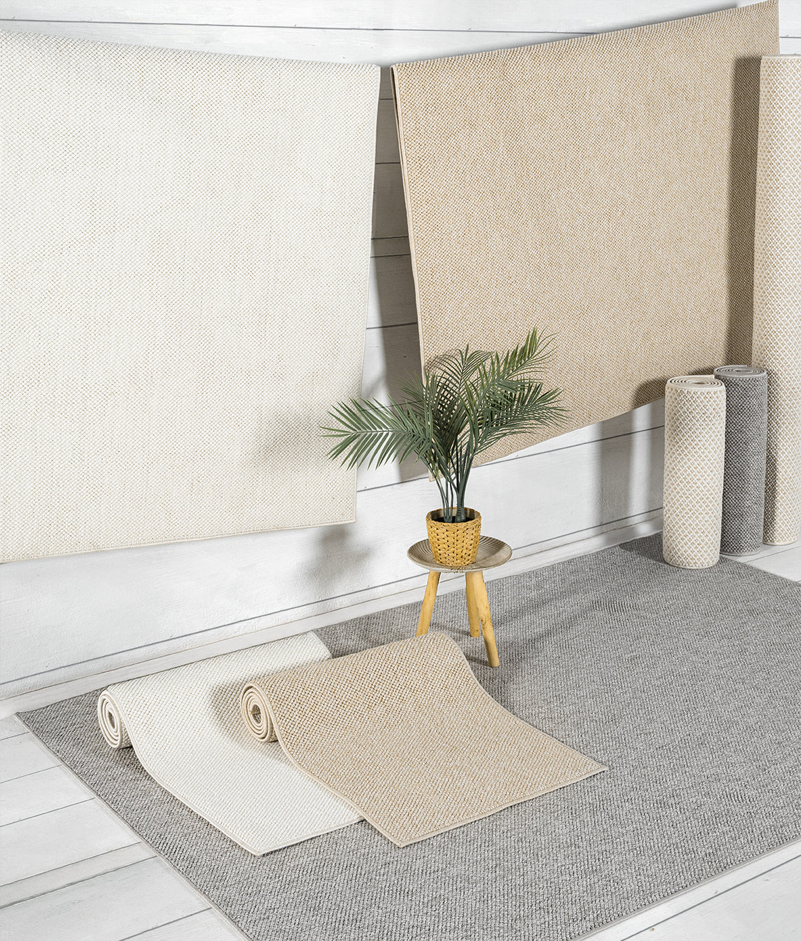 Avior Washable Plain Living Room Area Rug - Loop Pile Pebble Design