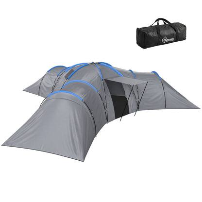 6-9 Man Large Tunnel Tent with 3 Bedrooms, Stand-up Camping Tent
