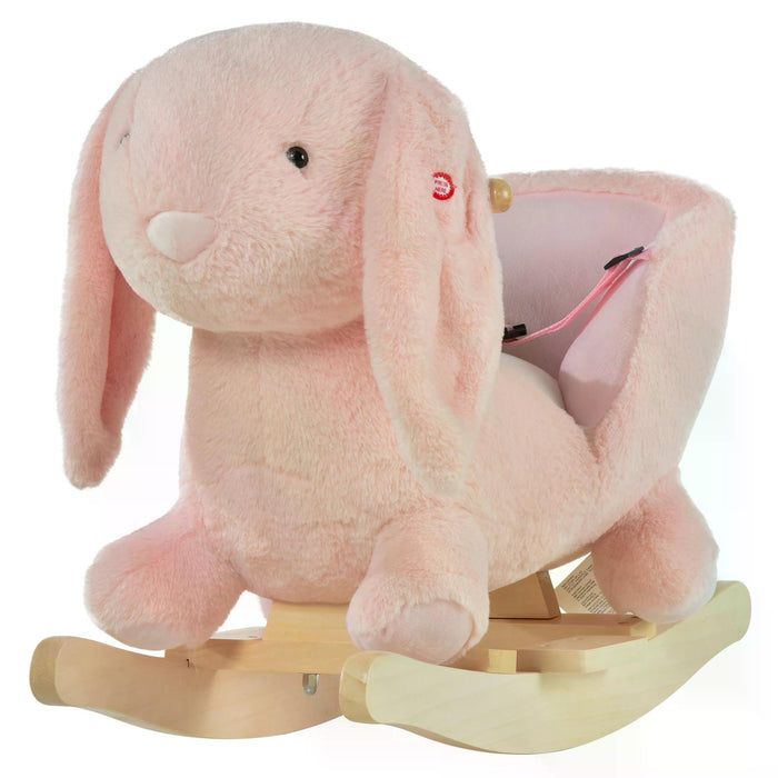 Toddlers Rabbit Plush Rocking Ride On w/ Sound Pink