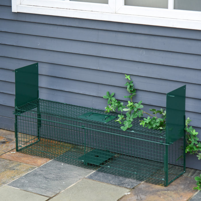 2-Door Humane Live Trap for Small Animals, Animal Trap for Rat Mise Mink Rabbit Raccoon Gopher Squirrel, Green