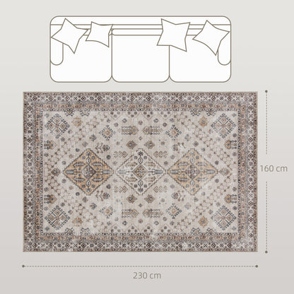 Flannel Non-Slip Washable Rug for Living Room, 230 x 160 cm, Beige