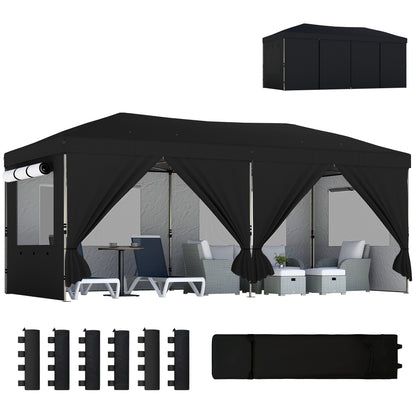 3 x 6 m Pop Up Gazebo, UPF50+ Wedding Party Tent Marquee, Black