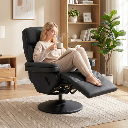 Upholstered Reclining Armchair with Adjustable Backrest, Black