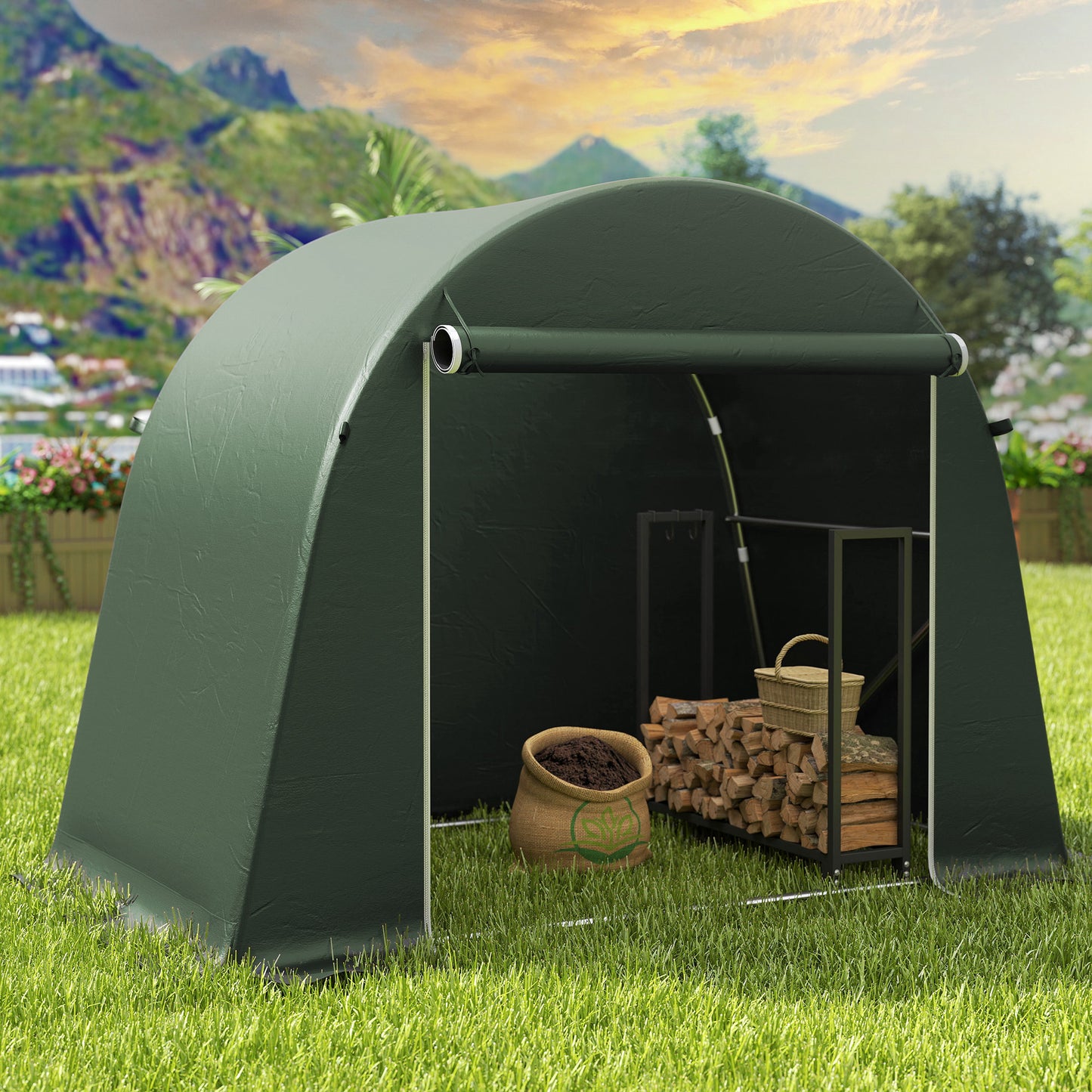 8 x 4 ft Garden Storage Shed Tent Bike Tent, Green