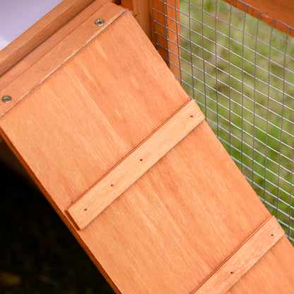 Rabbit Hutch, Guinea Pig Hutch Outdoor Wooden House w/ Run, Green