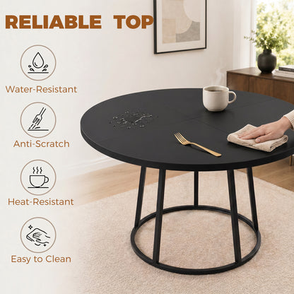 Round Dining Table for 4-6 Space Saving 120 cm Black
