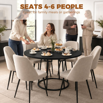 Round Dining Table for 4-6 Space Saving 120 cm Black