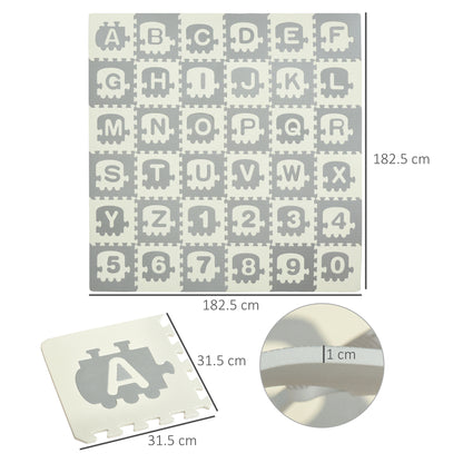 Kids Foam Puzzle Floor Tiles Baby Toddler Educational Play Mat 36 Pcs with Letters and Numbers Anti-slip Crawling Learning 31.5 x 31.5 EVA