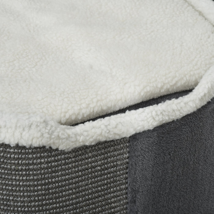 Sisal Cat Barrel with Soft Plush & Lamb Fleece Grey