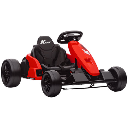 24V Electric Go Kart with Drift Mode, Adjustable Seat, Red