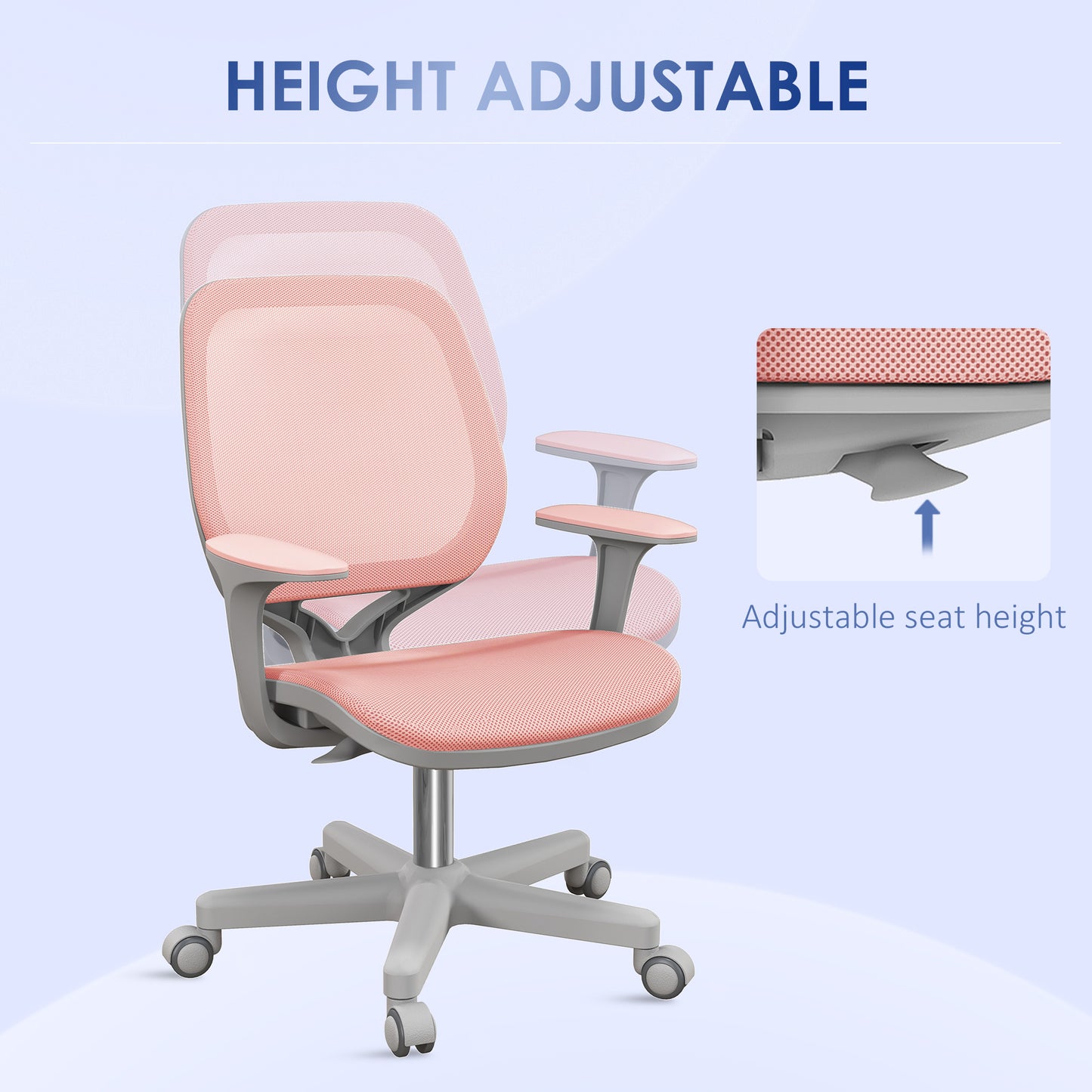 Office Chair, 360 Degree Swivel Desk Chair with Security Wheels, Pink