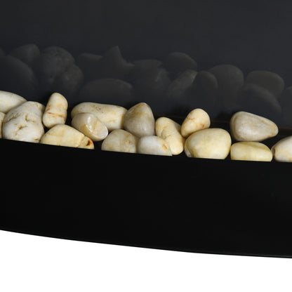 Electric Fireplace Wall Mounted Led Flame Curved Back Side Lights Heater