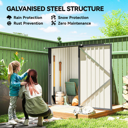 3.3ft x 3.4ft Outdoor Storage Shed Steel Garden Shed w/ Lockable Door