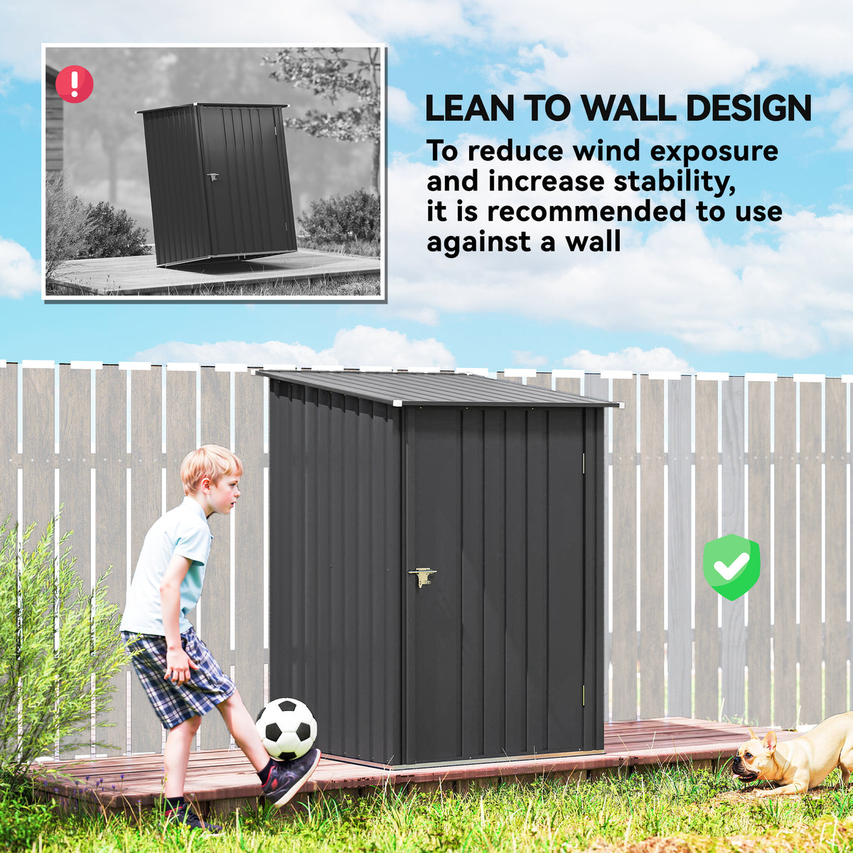 3.3ft x 3.4ft Outdoor Storage Shed Steel Garden Shed w/ Lockable Door