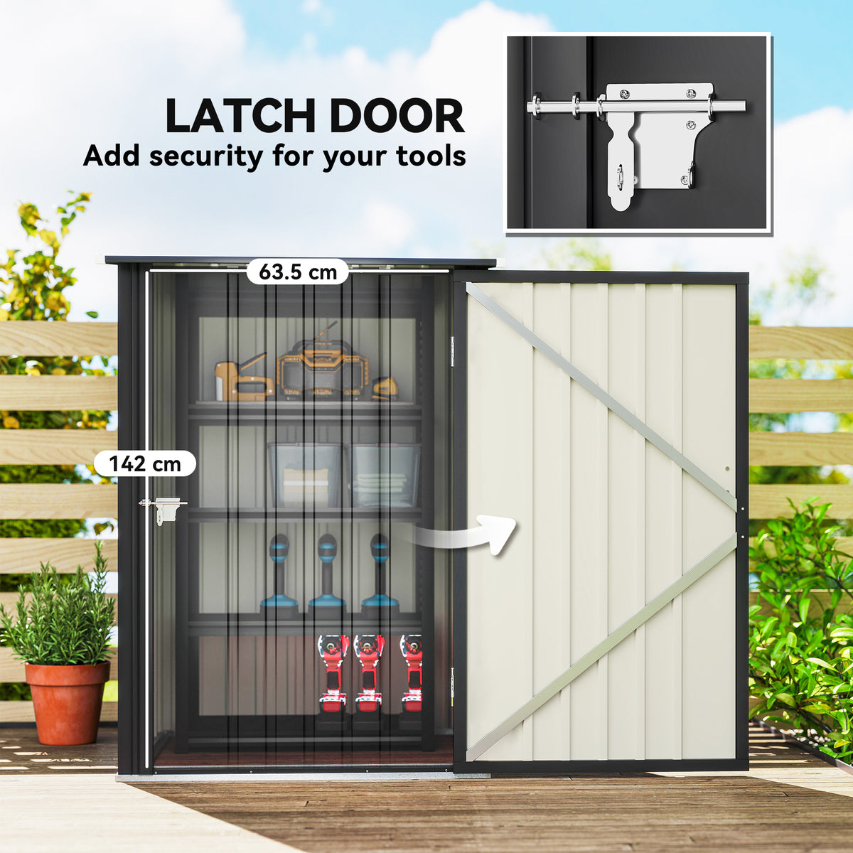 3.3ft x 3.4ft Outdoor Storage Shed Steel Garden Shed w/ Lockable Door