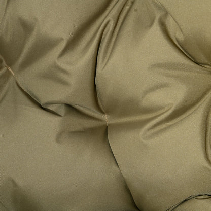 2 Seater Egg Chair Outdoor, Folding Weave Garden Furniture Chair with Cushion, Cup Pockets - Khaki