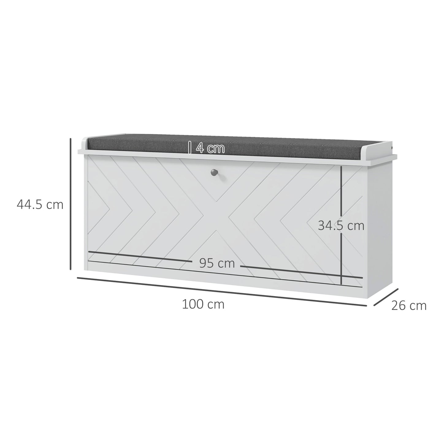 Shoe Bench with Flip Drawer, Cushion, 10 Pairs for Entryway White