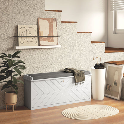 Shoe Bench with Flip Drawer, Cushion, 10 Pairs for Entryway White