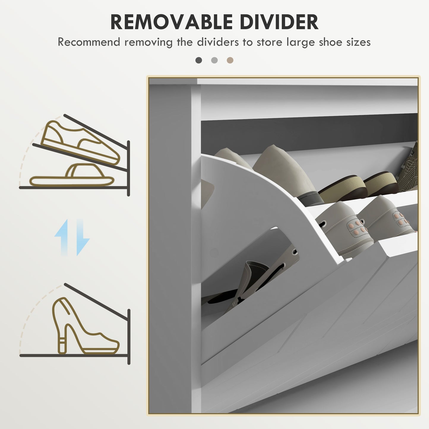 Shoe Bench with Flip Drawer, Cushion, 10 Pairs for Entryway White