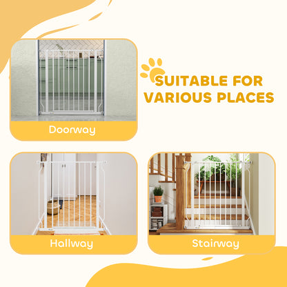 Dog Gate Wide Stair Gate w/ Door Pressure Fit, 75-85W cm, White