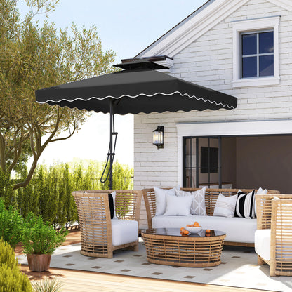 2.5m Cantilever Garden Parasol Umbrella with Cross Base, Black