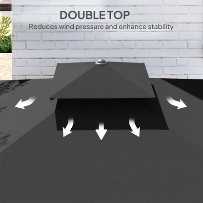 2.5m Cantilever Garden Parasol Umbrella with Cross Base, Black