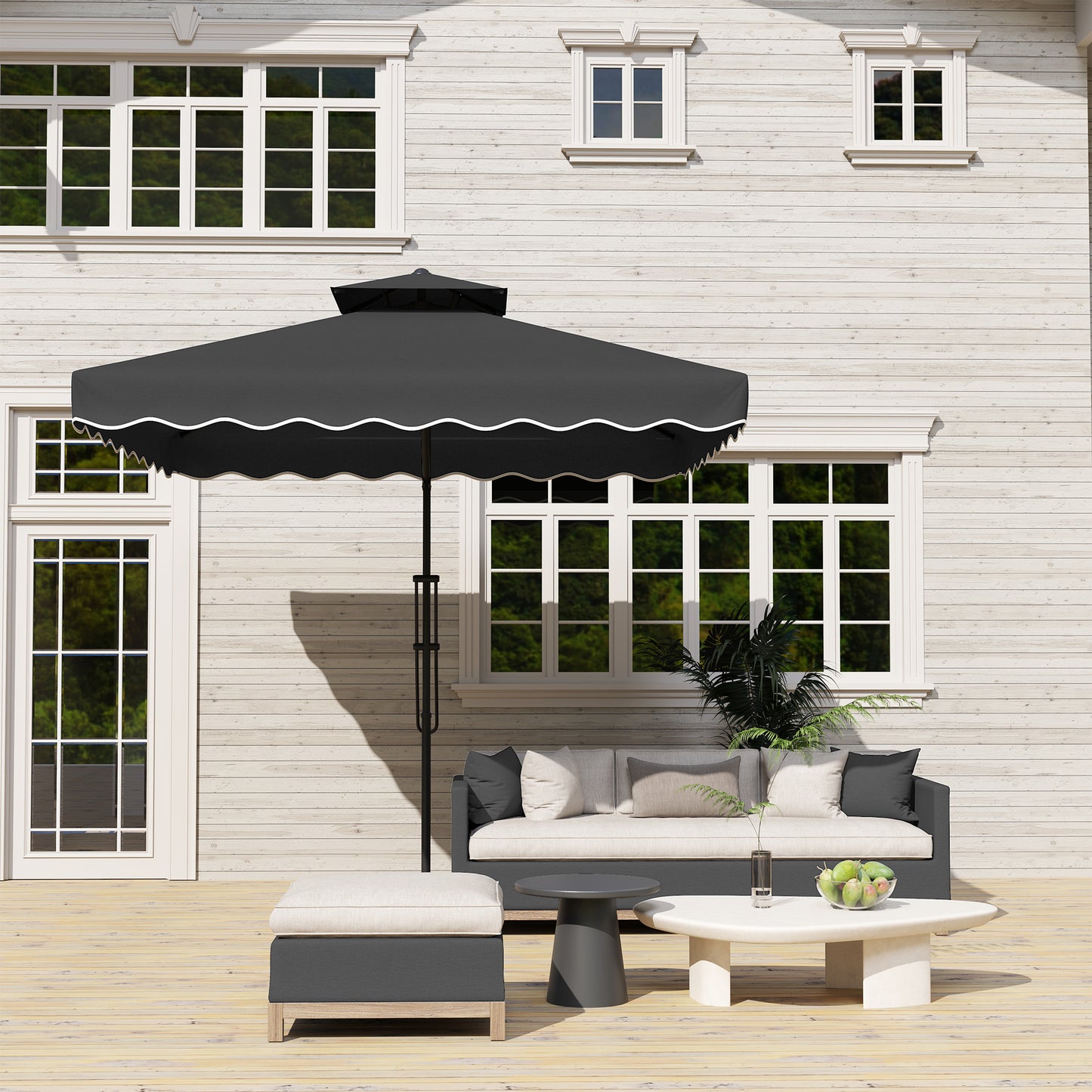 2.5m Cantilever Garden Parasol Umbrella with Cross Base, Black