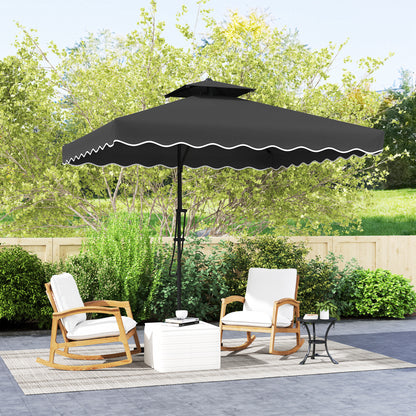 2.5m Cantilever Garden Parasol Umbrella with Cross Base, Black